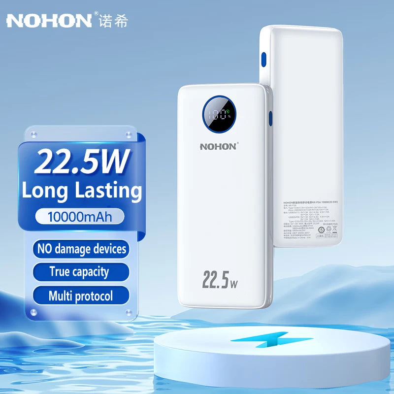 Carregador portátil NOHON 10000mAh para iPhone 14, 13, 12, 11 X, XS, XR, Samsung, Xiaomi, Oneplus Mini Powerbank, bateria externa