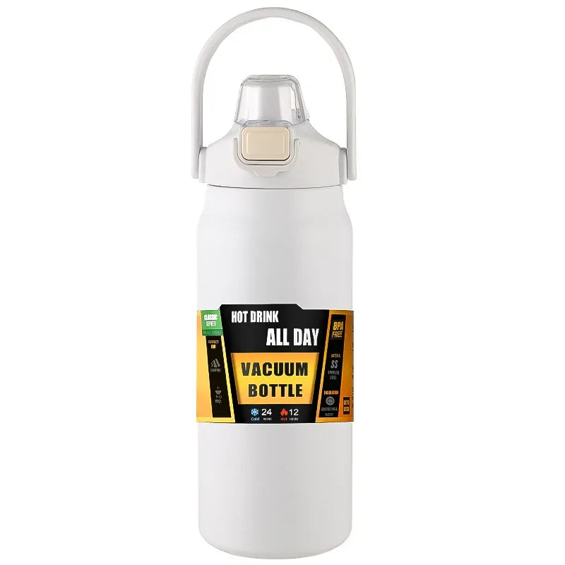 Garrafa térmica portátil para atividades ao ar livre, de aço inoxidável 304, caneca térmica, frascos a vácuo, garrafa esportiva para água fria e quente com canudo