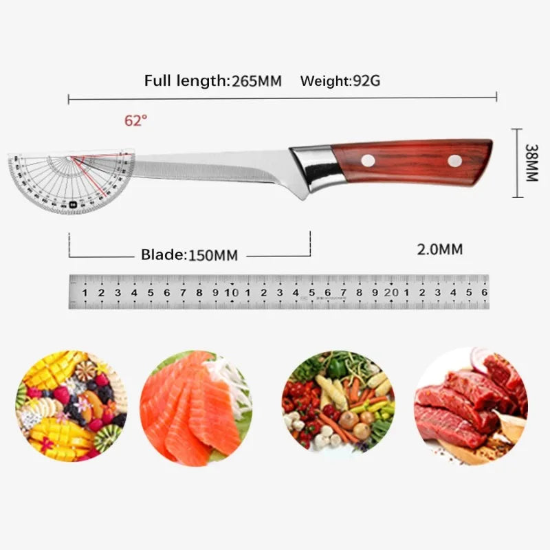 Faca de Cozinha para Desossar // Aço Inoxidável // Faca para Descascar Frutas, Cortar Carne // Cutelo de Açougueiro // Faca de Chef c/ Capa