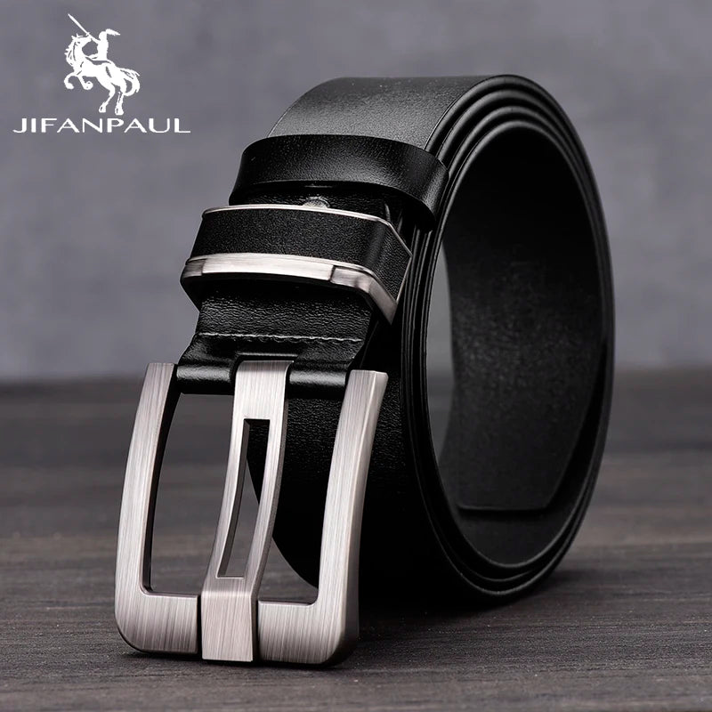 Cinto Masculino de Couro Legítimo Novo // Fivela de Liga de Metal // Marca de Luxo para Adultos // Casual
