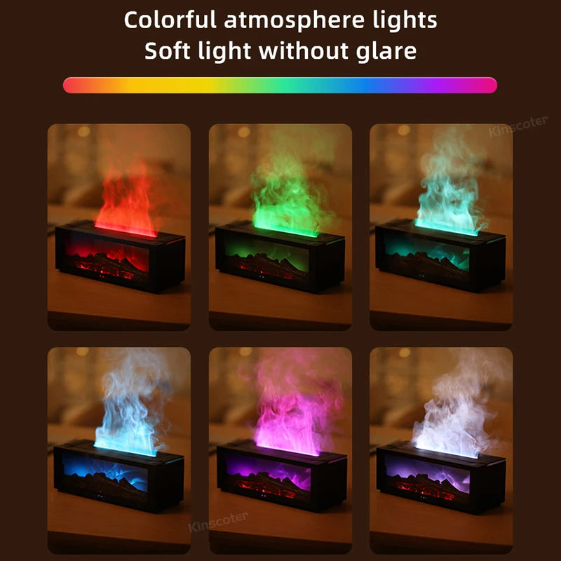Difusor de Aromas p/ Lareira c/ Chamas Coloridas // 150ml // Umidificador de Ar s/ Água c/ Desligamento Automático e Controle Remoto c/ Temporizador // Para Presente em Casa e Quarto