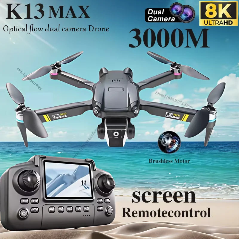 Drone Profissional K13MAX RC 8K HD Câmeras // WIFI FPV // Altura Segurar Gesto // Fotografia // Quadricóptero Dobrável // Tela Controle Remoto GIF
