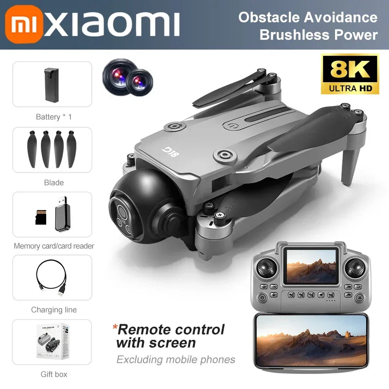 Xiaomi D18 GPS UAV 8K Aerial HD Dual Camera Photography Intelligent Obstacle Avoidance Brushless Power 5G WIFI GPS Return VR UAV