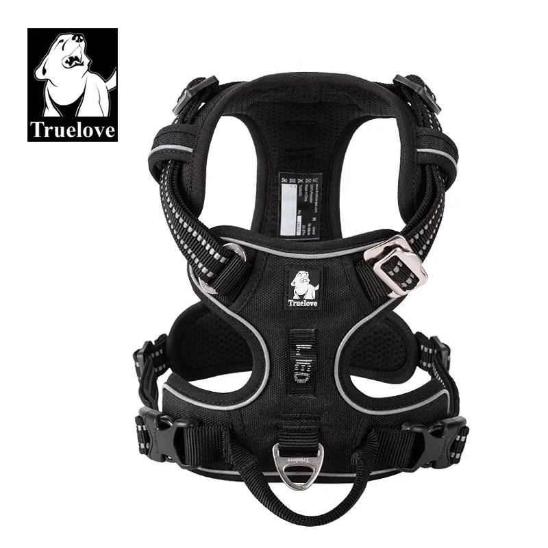 Truelove Pet Nylon Refletivo para Cães // Sem Puxão // Ajustável Médio/Grande // Colete de Segurança p/ Cães Travessos com Guia p/ Caminhada e Corrida