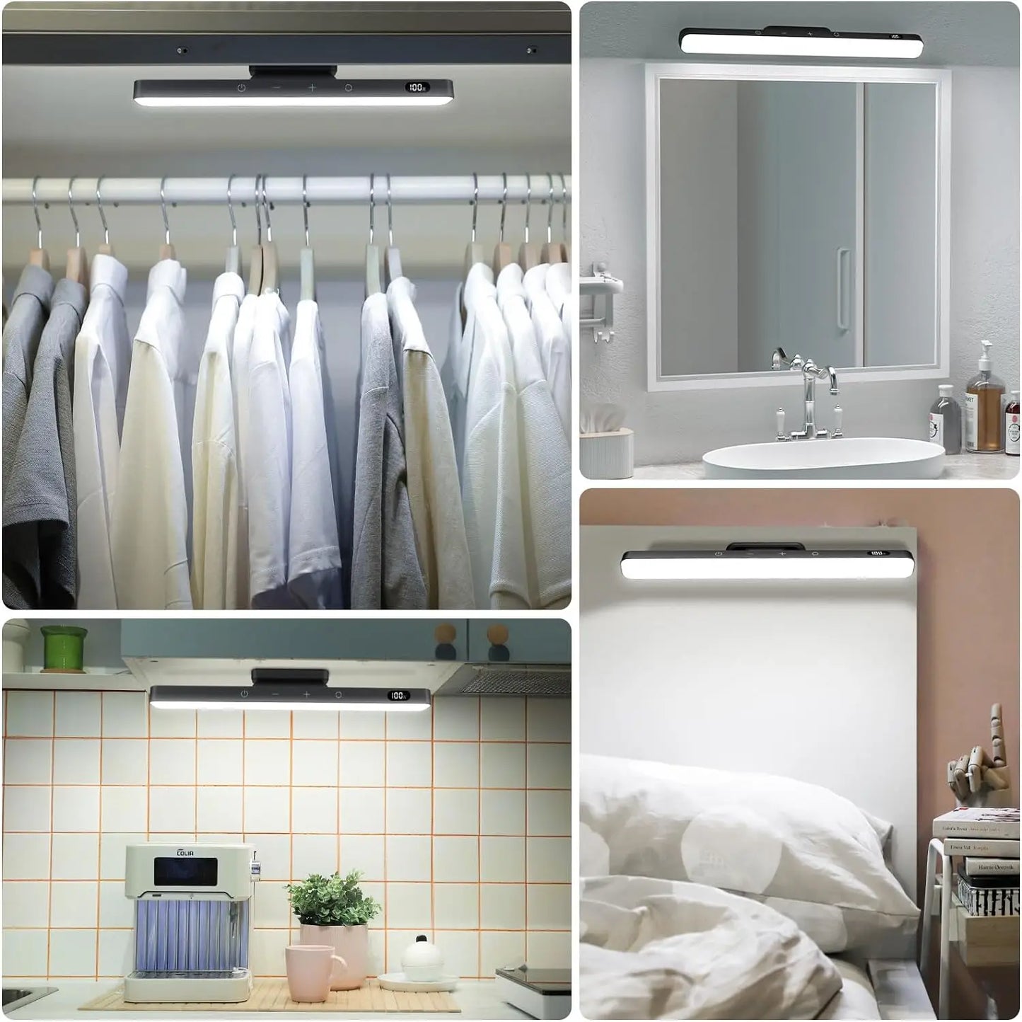 Luz Noturna Regulável WILLED de 5 W // 3 Cores // Luz de Maquiagem Ajustável c/ 2500 mAh // Recarregável // Para Armário, Mesa de Cabeceira, etc