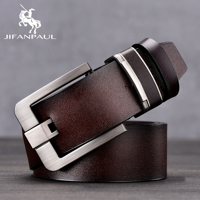 Cinto Masculino de Couro Legítimo Novo // Fivela de Liga de Metal // Marca de Luxo para Adultos // Casual