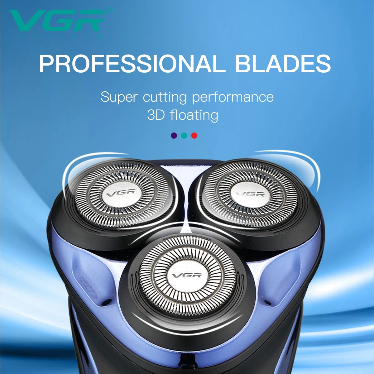 VGR Barbeador Elétrico Máquina de Barbear Profissional Flutuante Aparador de Barba IPX7 À Prova D 'Água Recarregável Barbeador para Homens V-306
