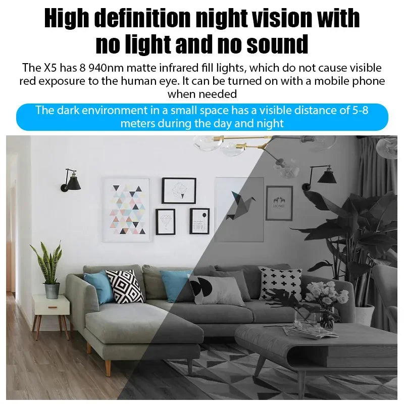 Câmera Xiaomi X5 4K HD Wi-Fi Sem Fio // Visão Noturna // Detecção de Movimento // Câmera de Vídeo e Segurança Residencial // Filmadora Gravadora de Áudio e Vídeo