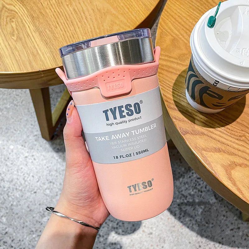 Caneca de Café de Aço Inoxidável Tyeso 550/710ml c/ Canudo // Garrafa de Água p/ Carro // Garrafa Térmica a Vácuo // Copo Térmico // Garrafa Térmica Dupla