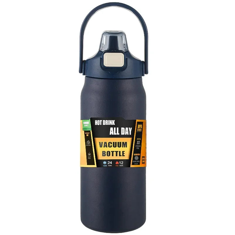 Garrafa térmica portátil para atividades ao ar livre, de aço inoxidável 304, caneca térmica, frascos a vácuo, garrafa esportiva para água fria e quente com canudo