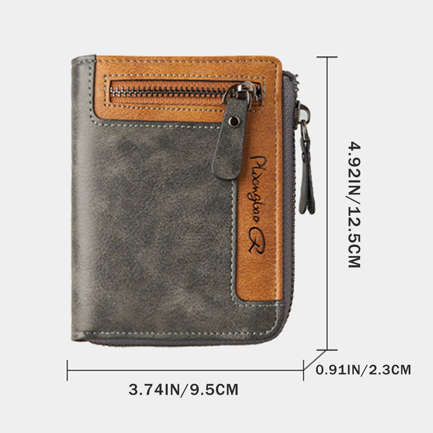 Carteira da Moda Masculina de Couro Sintético c/ Zíper Curto // Porta-Cartões Simples // Couro Macio // Clipe p/ Dinheiro // Porta-Moedas Retrô // Presentes p/ Estudantes