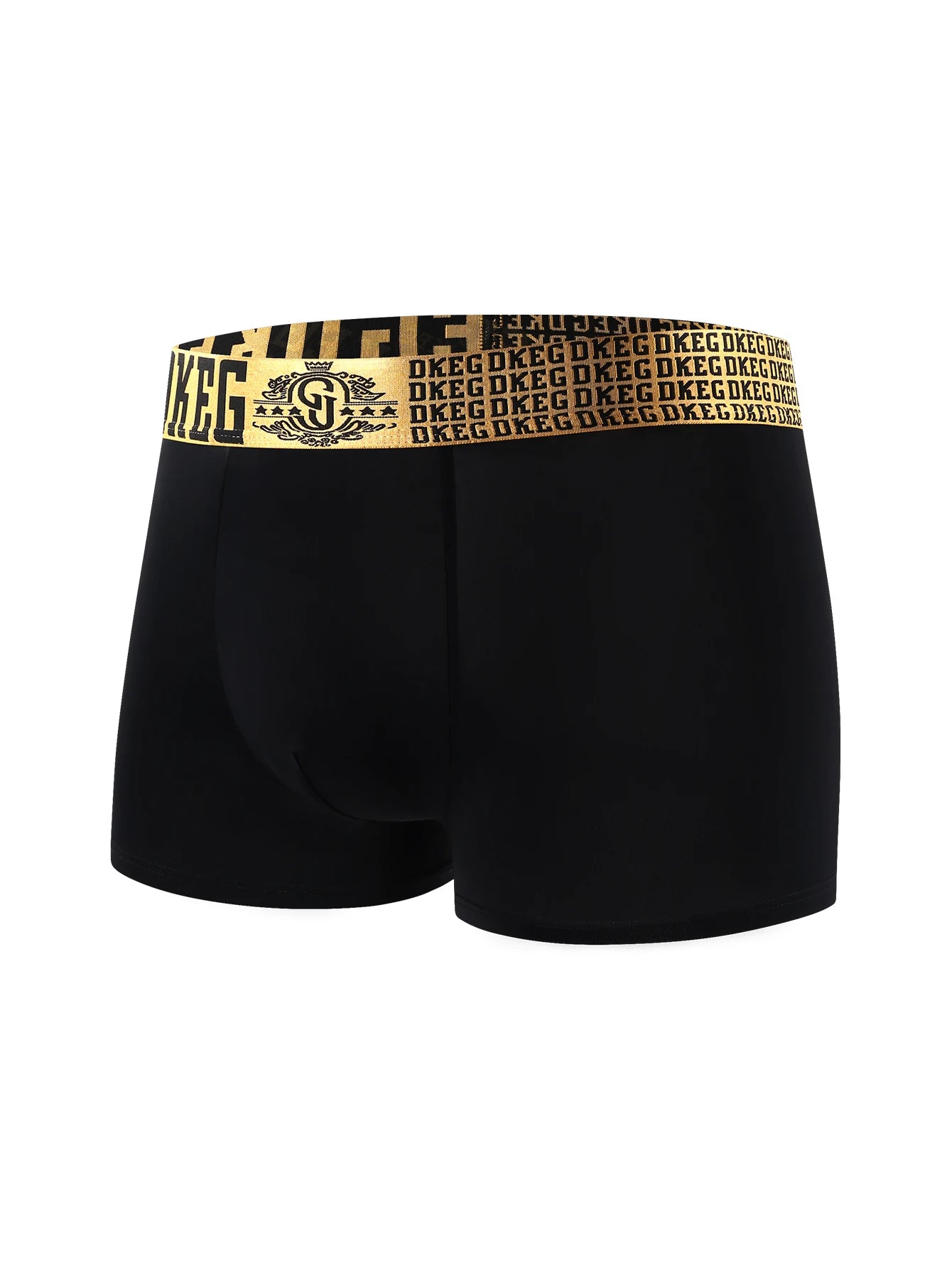 DKEG Masculino Luxuoso Preto e Dourado // Meninos Cueca Verão Gelo Seda // Antibacteriano Respirável // Boxer Shorts 4 peças Combinação