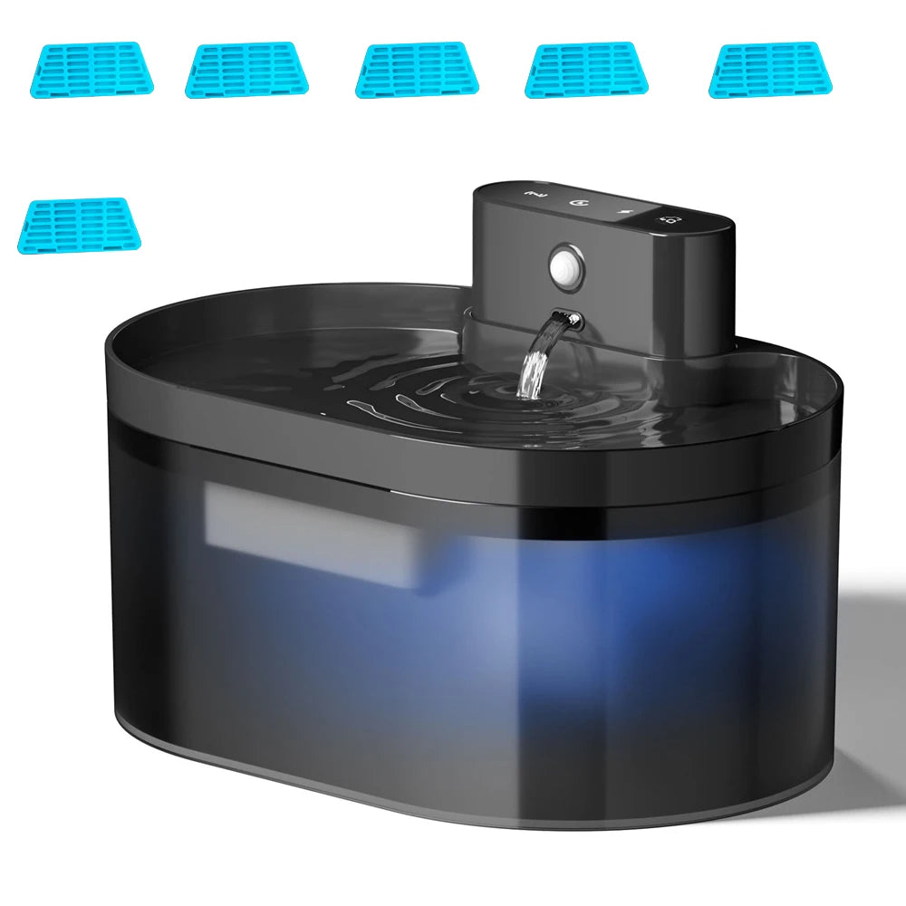 Fonte de Água para Gatos Sem Fio de 2,2 L // Operada por Bateri Fonte de Água Automática para Animais de Estimação com Sensor de Movimento