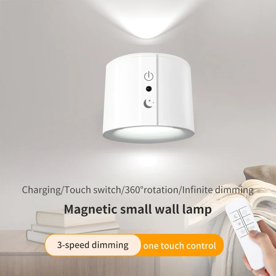 Luz Noturna LED Magnética Recarregável // Luzes de Leitura Controle Remoto por Toque // Arandelas de Parede // Holofote p/ Armário // Lâmpada de Parede Noturna