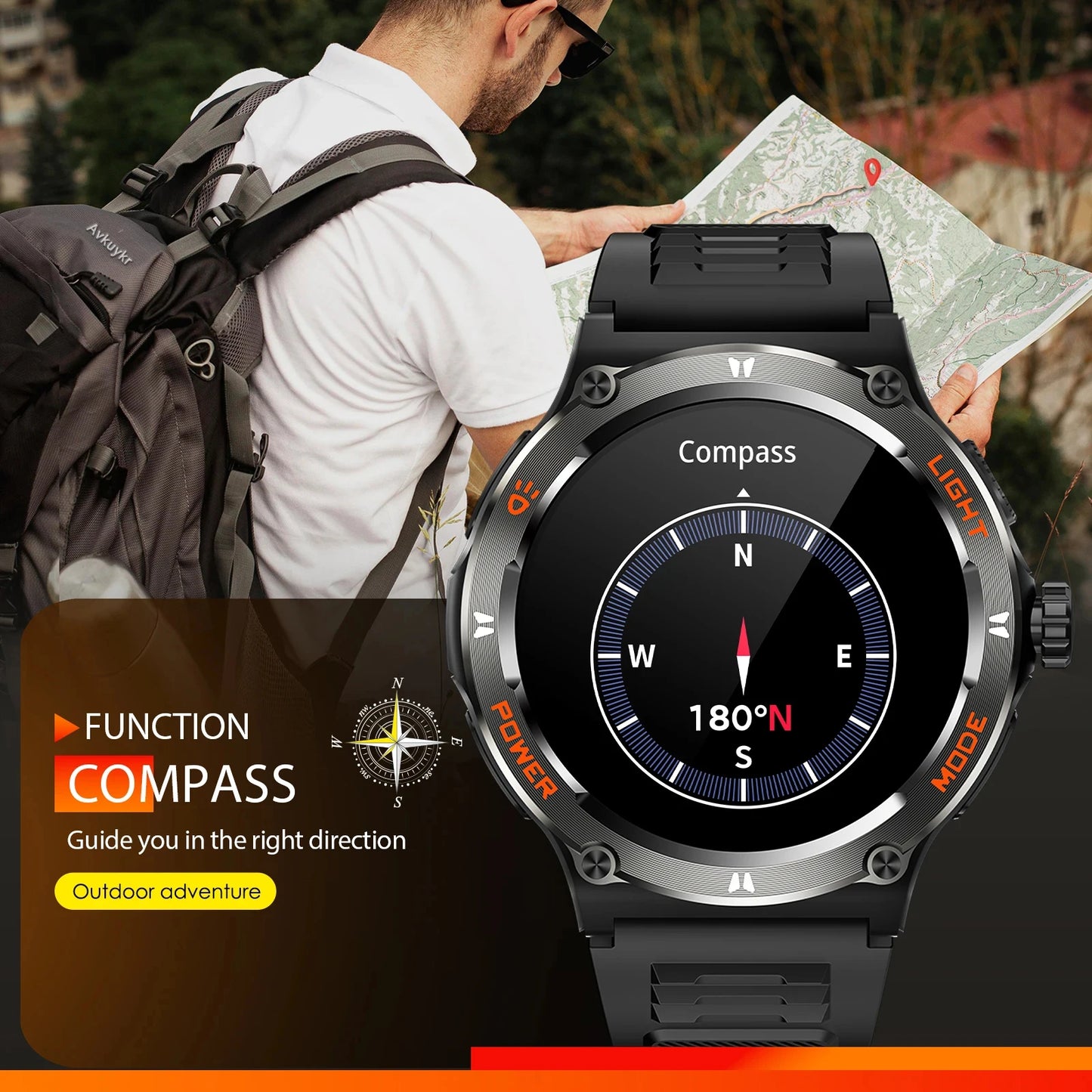 Smartwatch 3ATM À Prova d'água 2024 Novo // 1,53 Polegadas Homens Smart Watch 500Mah Battery // LED Forte Lanterna // Bluetooth Chamada + Caixa
