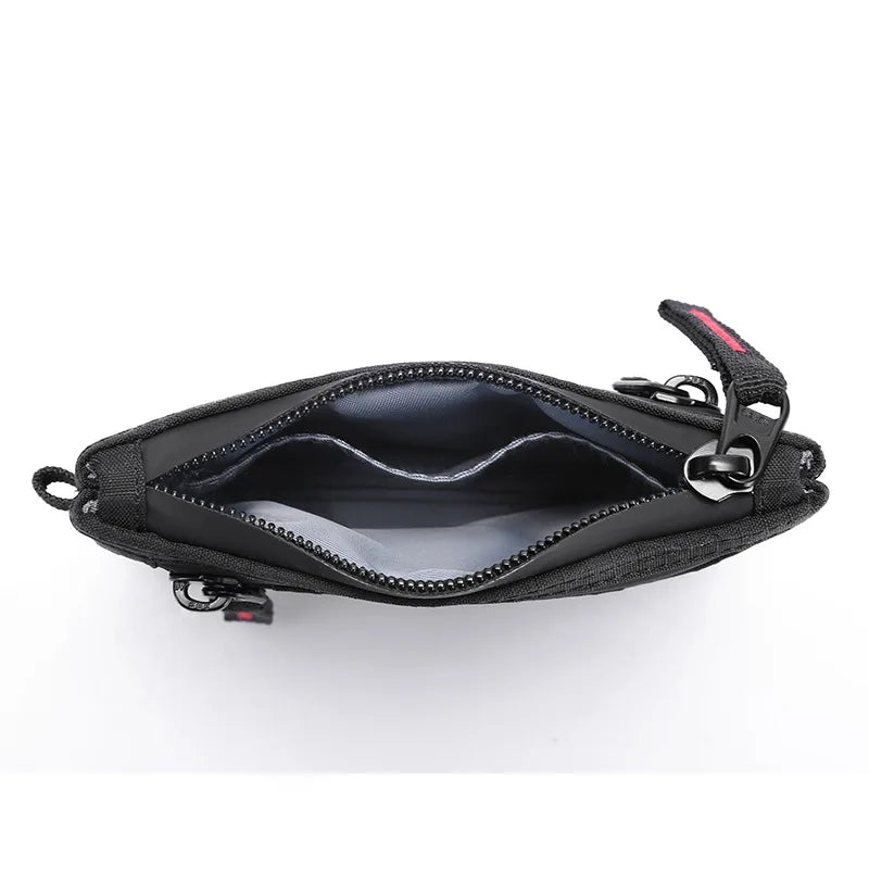 Carteira Masculina RFID Porta-Cartões // De Nylon // Fina com Zíper // Porta-Cartões // Bolsa Tática Masculina // Porta-Moedas c/ Mosquetão