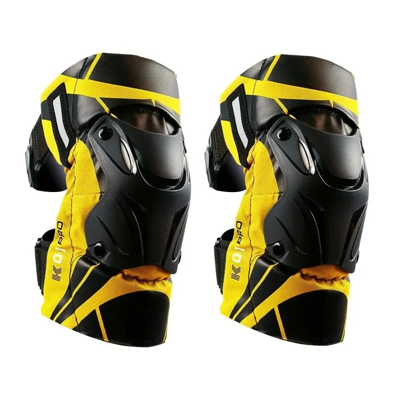 Protetores de joelho off-road: armadura CE resistente a impactos e alças ajustáveis para pilotagem noturna e corridas de motocicleta