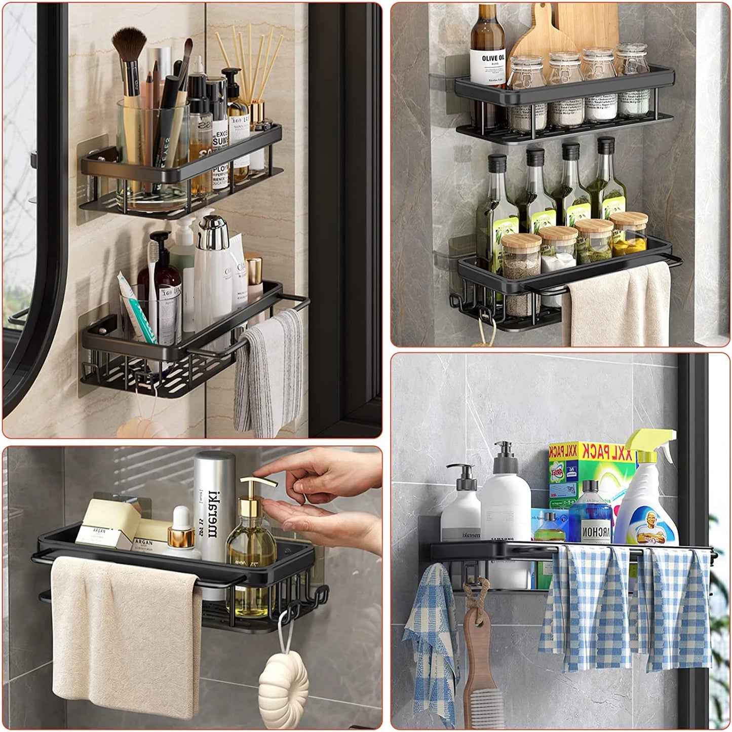 Rack de Banheiro Canto ou Retangular // Parede Pendurado sem Broca // Prateleira p/ shampoo Lindos modelos