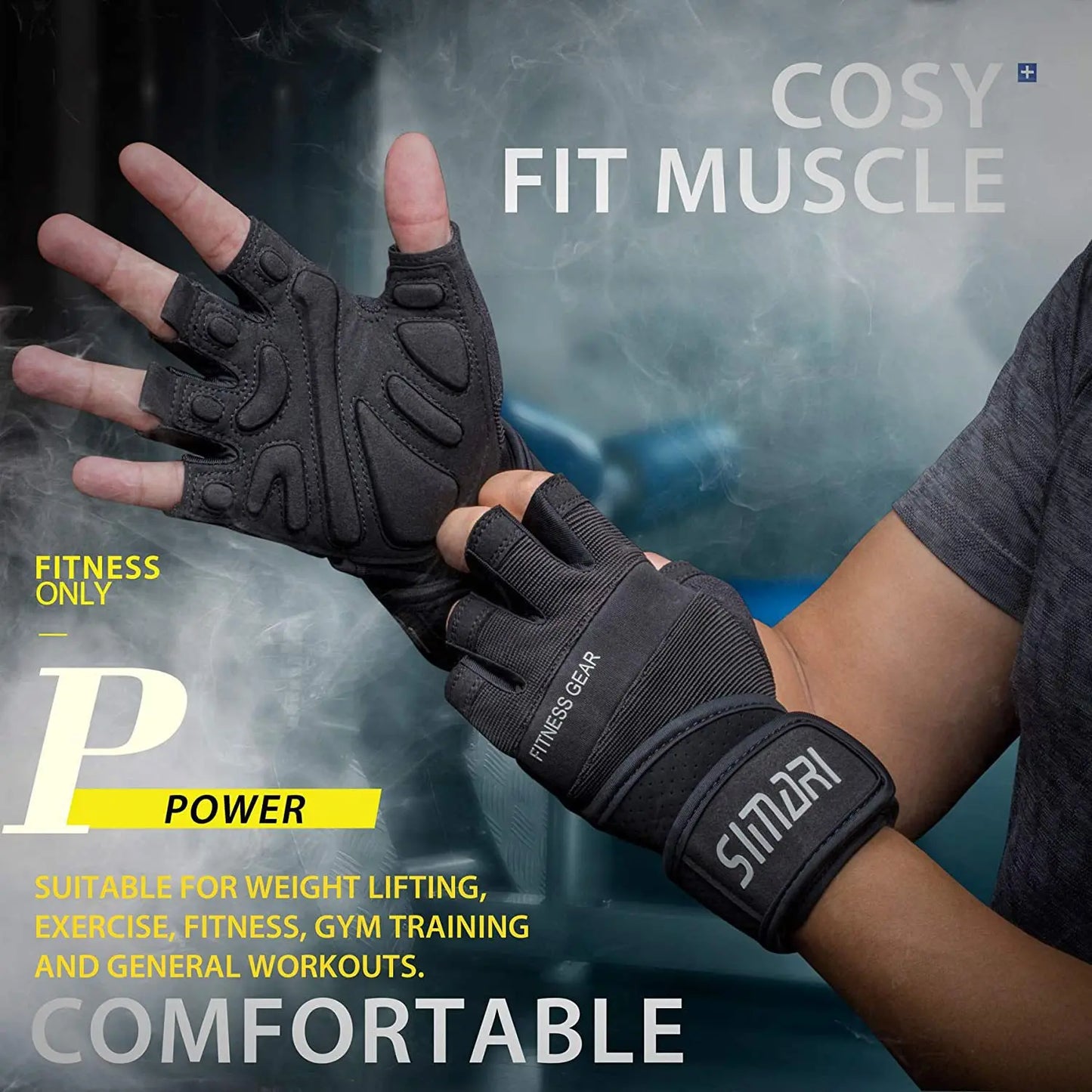 Luvas de Ginástica Fitness Unissex // Levantamento de Peso / Musculação // Com Envoltório de Pulso // Treinamento Esporte // Meio Dedo