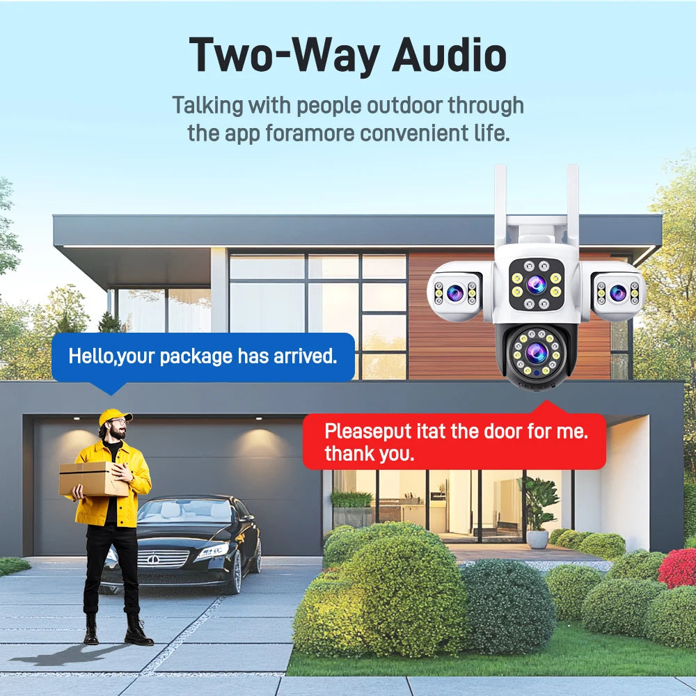 Câmera Externa ANSVICAM 6K 12MP WiFi // Tela Tripla // Lente Tripla PTZ 360° // Câmera p/ Segurança Completa // Vigilância CCTV IP66 Yoosee