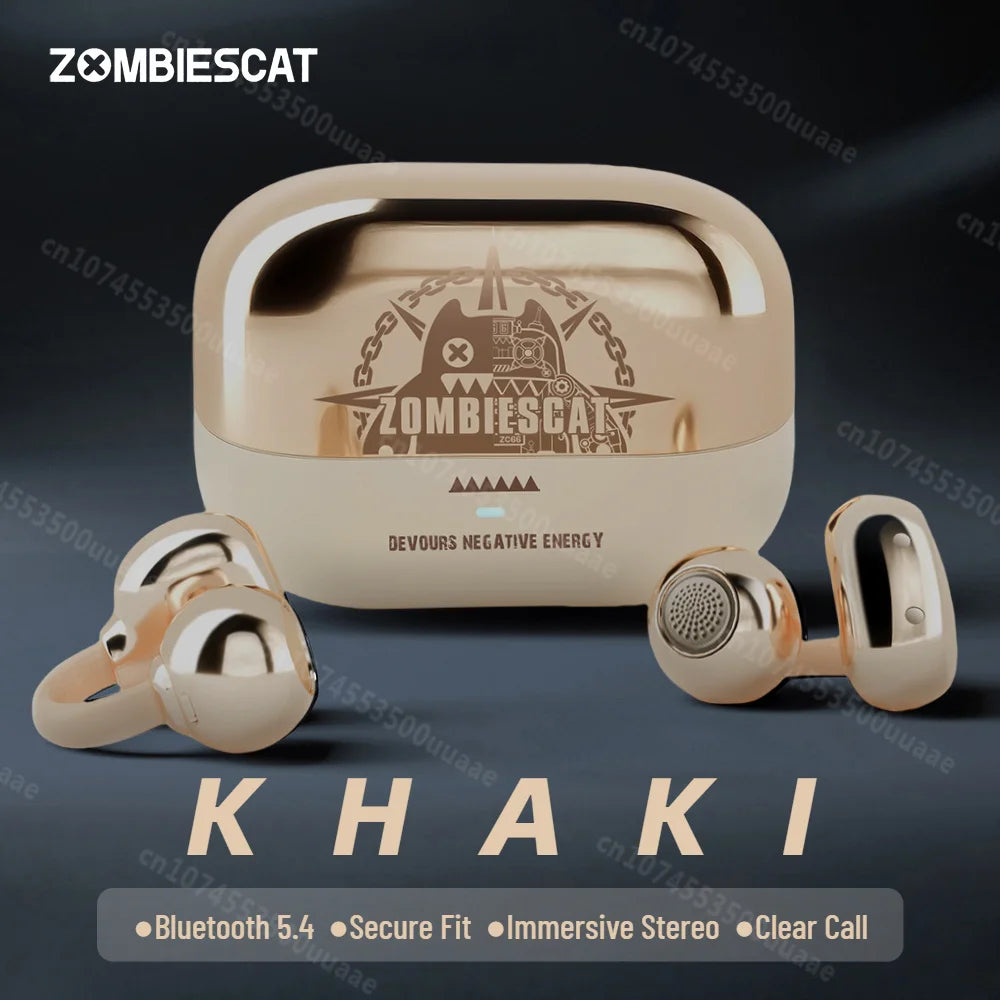 Fones de Ouvido Zombiescat B15 OWS c/ Clipe de Orelha // Som Estéreo Imersivo de 360° // Bluetooth 5.4, à Prova d'Água IPX4 // Para Esportes // TWS, s/ Fio.