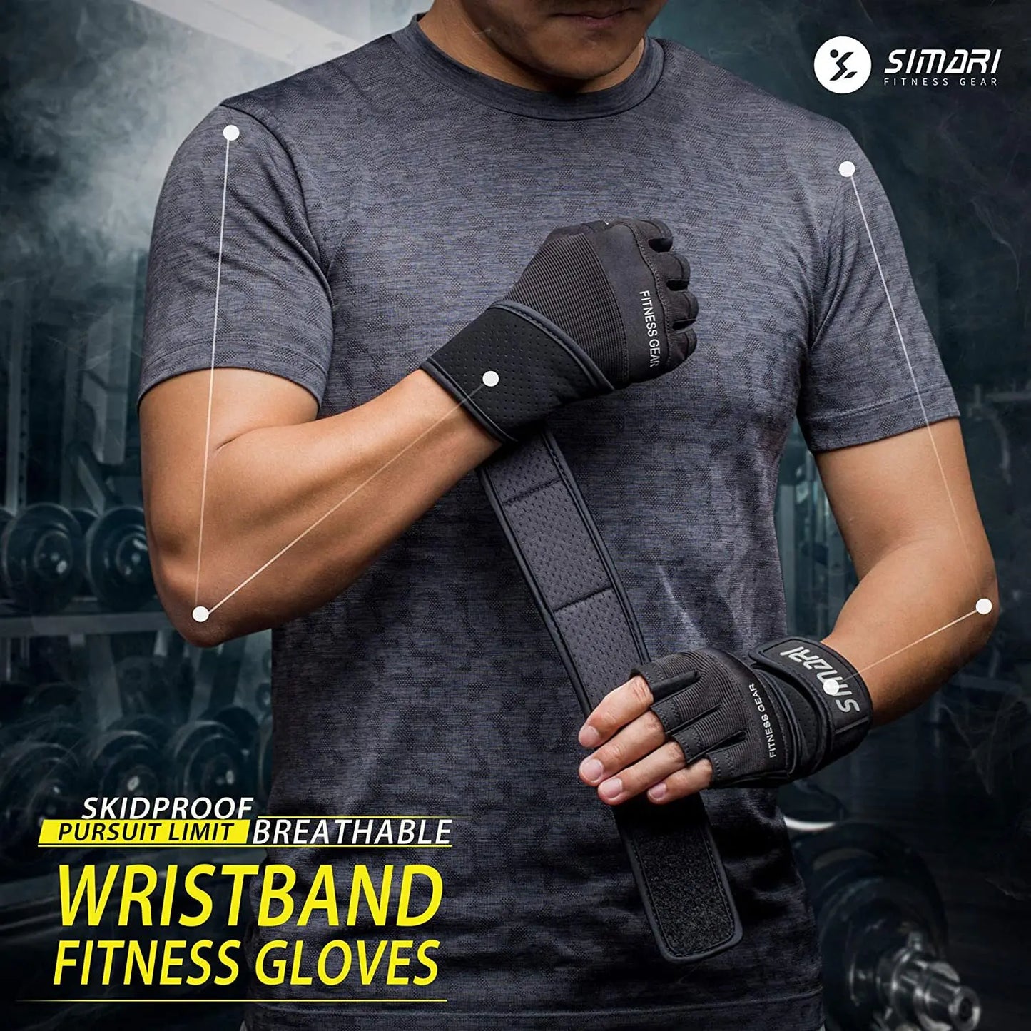 Luvas de Ginástica Fitness Unissex // Levantamento de Peso / Musculação // Com Envoltório de Pulso // Treinamento Esporte // Meio Dedo