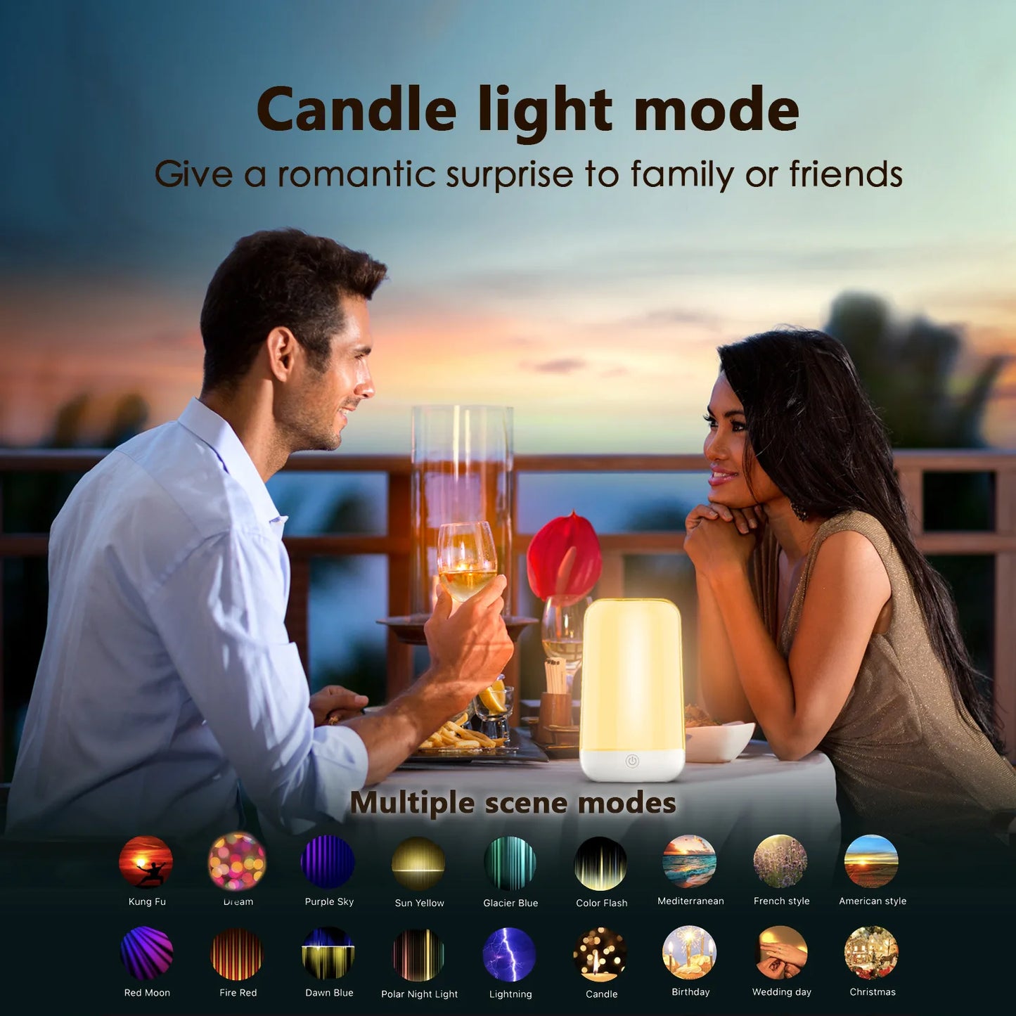 Lâmpada Noturna Inteligente Xiaomi p/ Mesa de Cabeceira // Luz LED Sensível ao Toque // RGB, Bateria de 3600 mAh // Lâmpada de Mesa Recarregável p/ Decoração