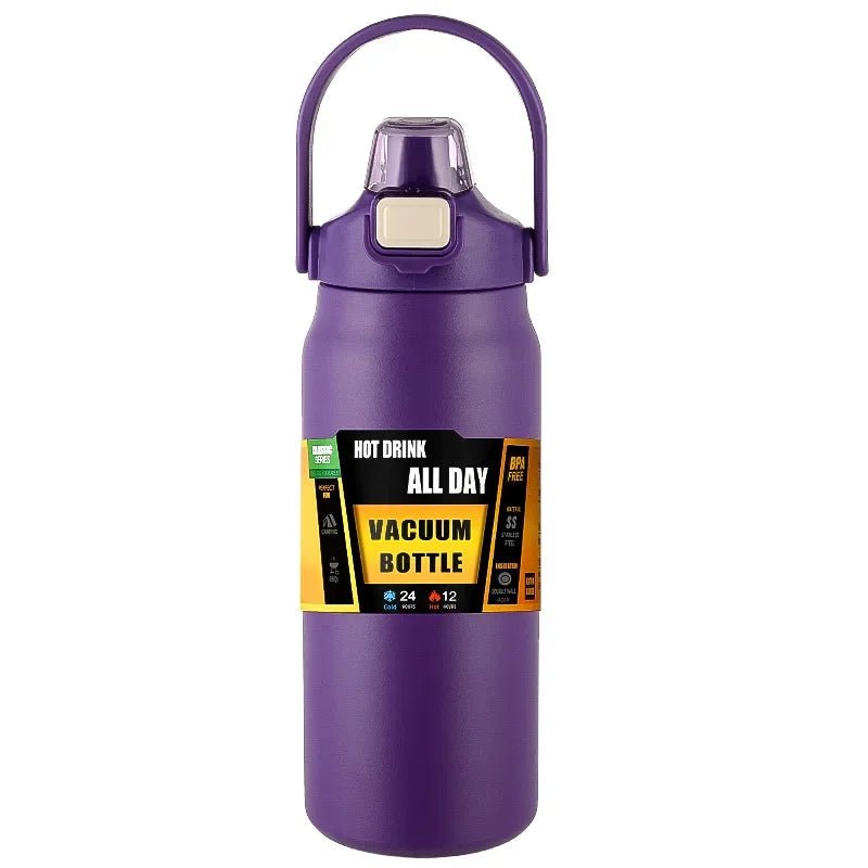 Garrafa térmica portátil para atividades ao ar livre, de aço inoxidável 304, caneca térmica, frascos a vácuo, garrafa esportiva para água fria e quente com canudo