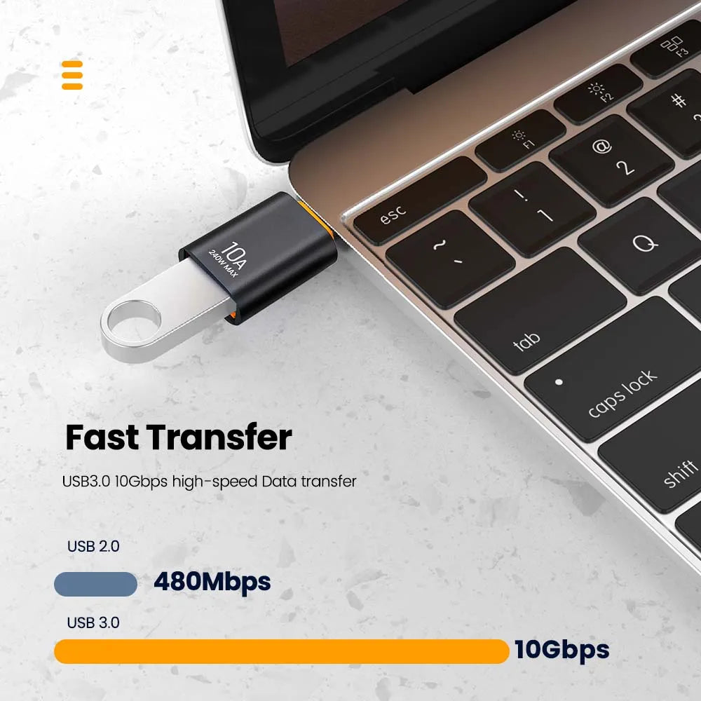 Adaptador USB 3.0 OTG 10A para Tipo C USB // Fêmea para Tipo C // Macho Adaptador de Carregamento Rápido OTG USB C // Para Xiaomi Samsung Laptop PC