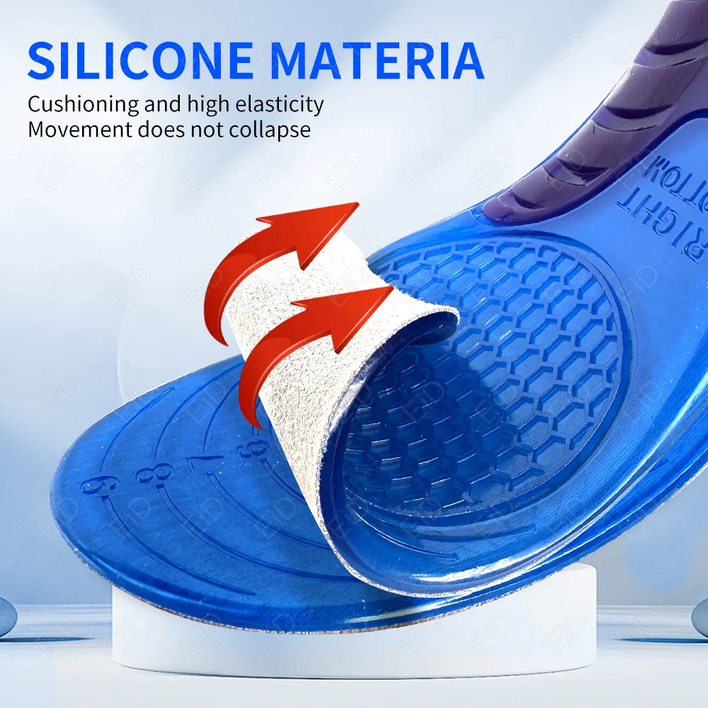 Palmilhas de Silicone p/ Sapatos // Palmilha de Suporte de Arco Ortopédico // Palmilha Macia p/ Calçados // Modelo Esportivo Antiderrapante // Sola de Sapato Unissex Tamanho Grande