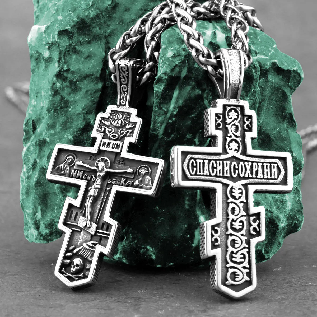 Colar Amuleto Cristão c/ Pingente de Cruz de Jesus // Colar Masculino de Aço Inoxidável // Joia Religiosa p/ Presente