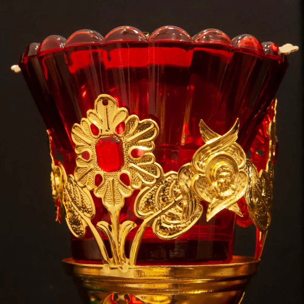Lâmpada de Óleo de Mesa HTISOK p/ Vigília Ortodoxa // Lâmpada de Óleo de Metal c/ Design de Jesus Ortodoxo // Para uso em Adoração Doméstica
