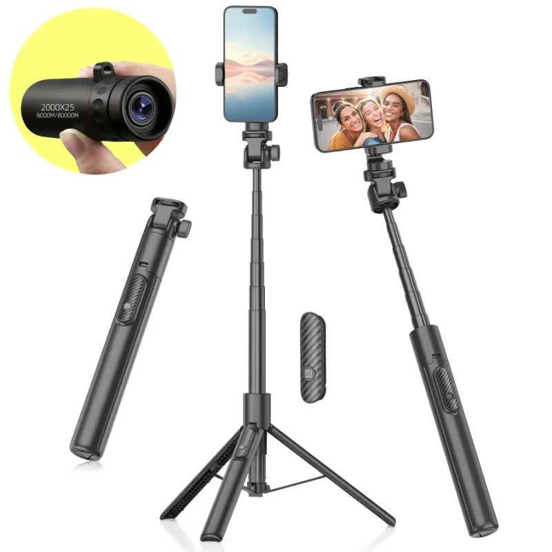 Mini Telescópio Monocular Portátil para Celular HD 2000x25 para Exterior // Telescópio com Suporte para Camping / Caça / Observação de Pássaros