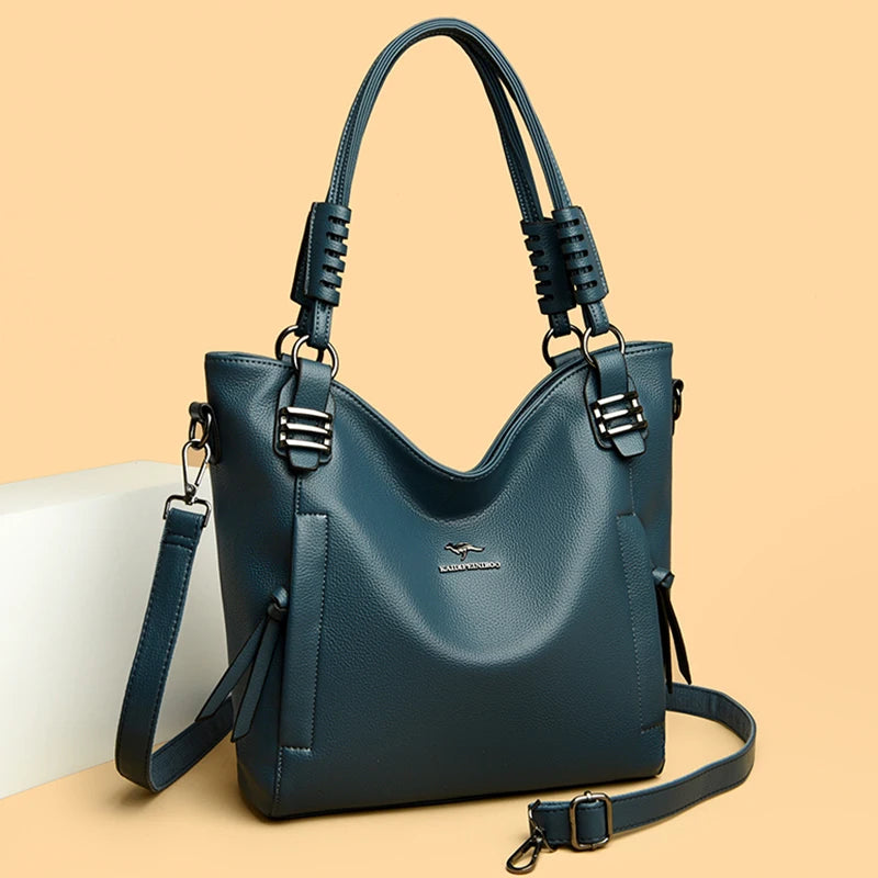 Bolsa de Couro Genuíno Macio de Luxo // Bolsa Mensageiro Transversal de Ombro // Bolsa de Couro de Vaca, Cor Sólida
