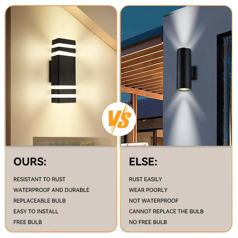 Luminária de Parede Moderna p/ Decoração Externa/Interna E27 // Lâmpadas À Prova d'água // Lâmpada de fachada LED // Decoração Externa/Interna p/ Casa