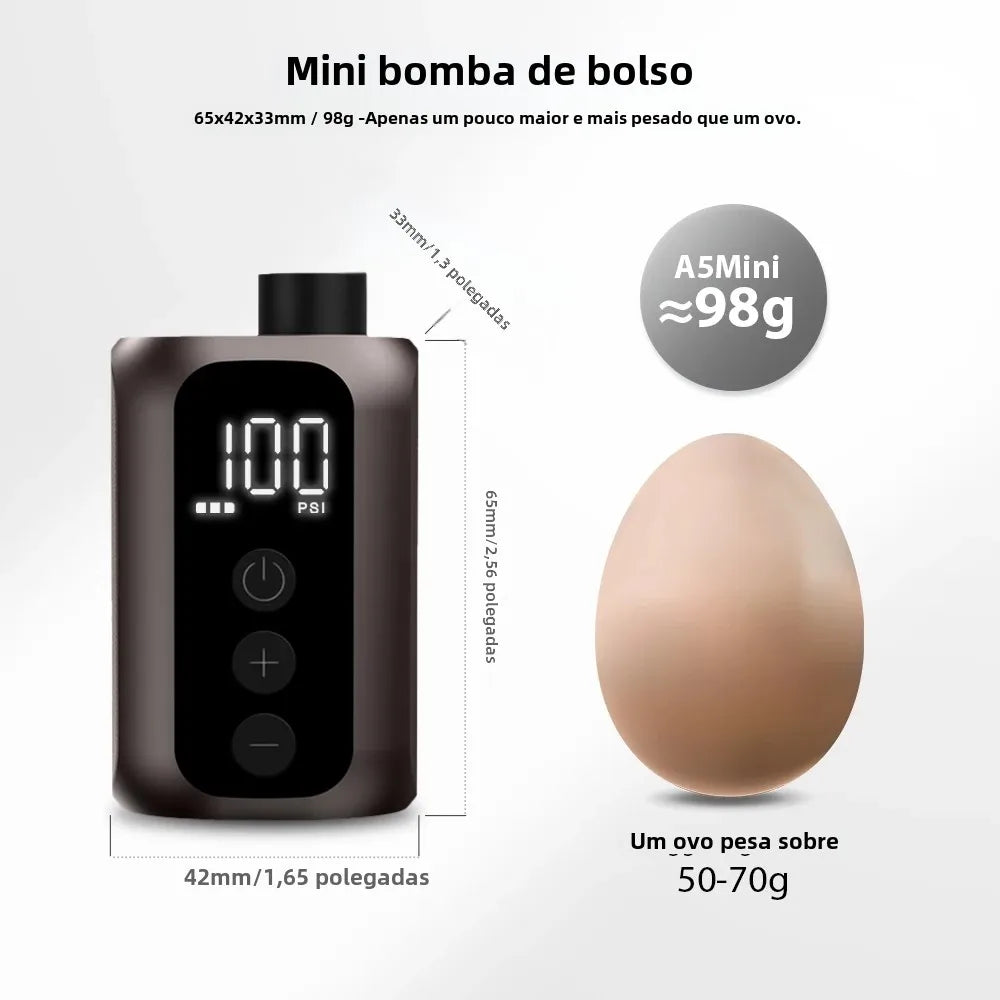Bomba de Ar Portátil BSCOBBER A5 mini // Recarregável // Sem Fio // Acessórios p/ Bicicleta // Inflador de Pneus de 100 psi // Alta Pressão