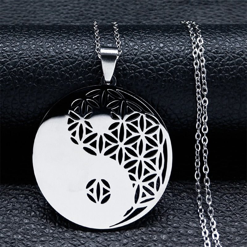 Mandala de Geometria Sagrada Flor da Vida 2023 // Aço Inoxidável Metatron // Colares de LOVELY FAJA // Colar Longo de Contas Pretas // Lindas e Exclusivas Joias flor de la vida. Escolha já a sua!!!