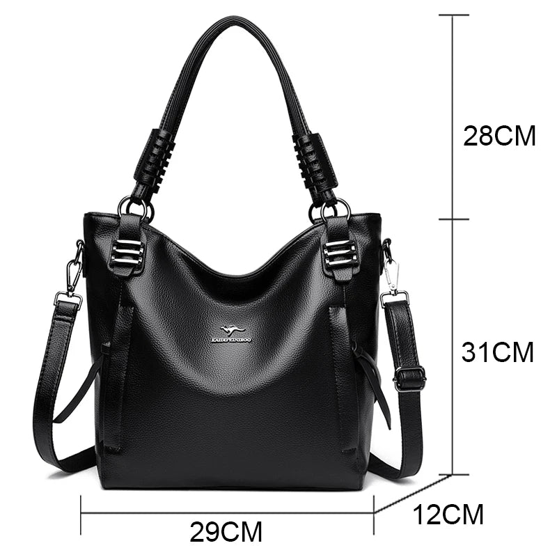 Bolsa de Couro Genuíno Macio de Luxo // Bolsa Mensageiro Transversal de Ombro // Bolsa de Couro de Vaca, Cor Sólida