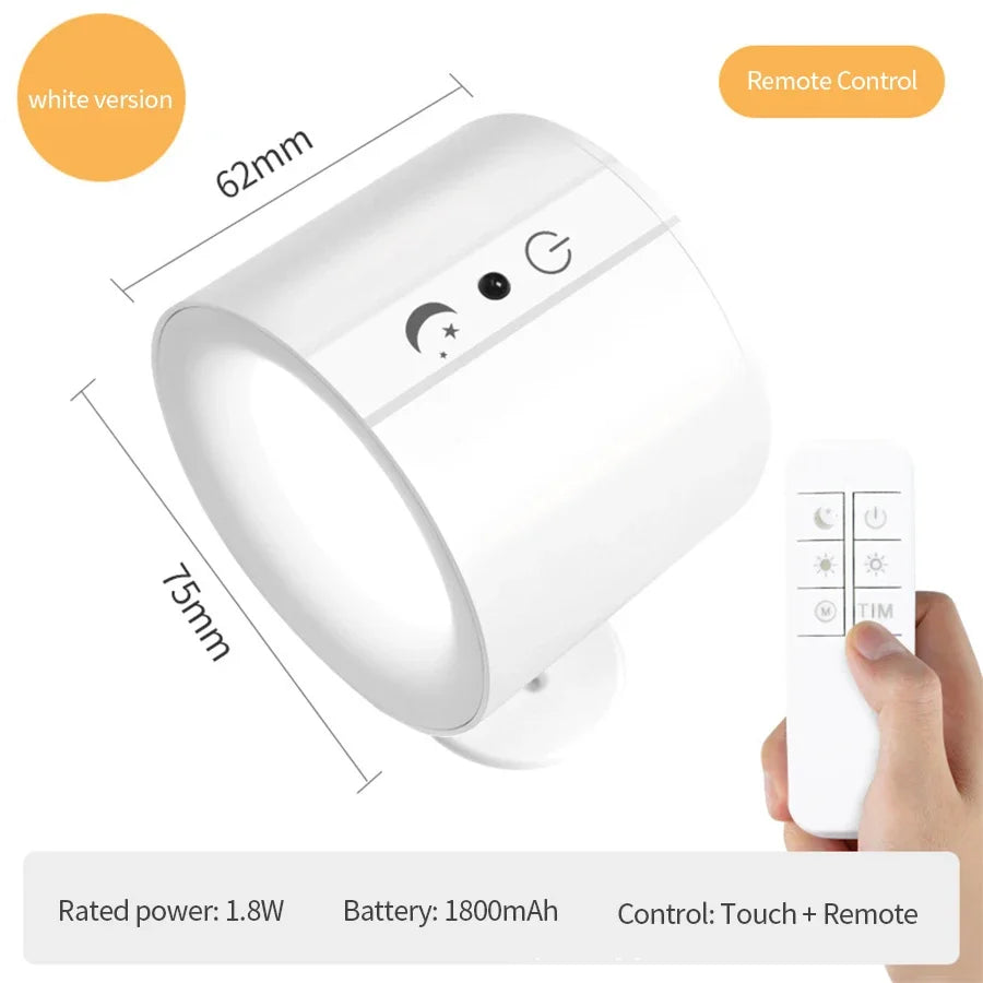 Luz Noturna LED Magnética Recarregável // Luzes de Leitura Controle Remoto por Toque // Arandelas de Parede // Holofote p/ Armário // Lâmpada de Parede Noturna