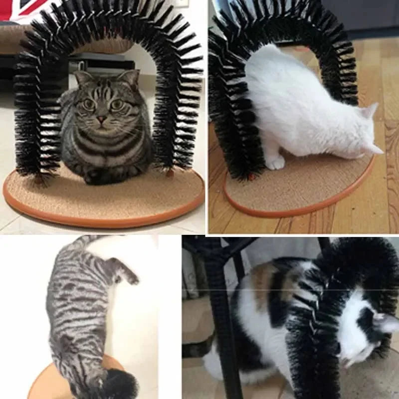 Brinquedo p/ Gatos Arch Self Groome Pamper Feline // Com Escova de Massagem e Escova com Arranhador p/ Gatos // Brinquedo Interativo