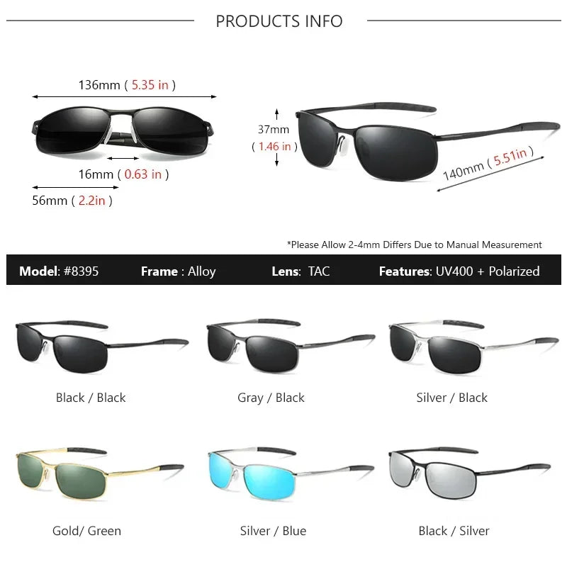 Óculos de Sol Espelhados Polarizados Retrô AOWEAR Unissex // Óculos de Sol Vintage c/ Proteção UV400 // Óculos de Direção Leves c/ Estojo