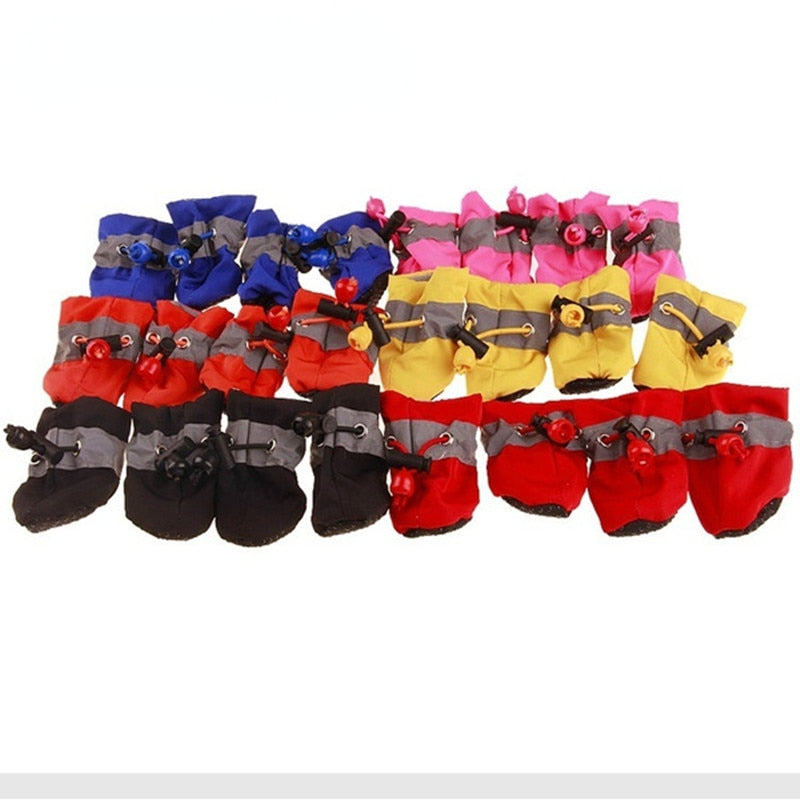 Conjunto Sapatos Impermeáveis para Cães de Estimação 4 pçs/ Antiderrapantes // Botas de Chuva Calçados para Gatos, Cães de Pequeno Porte, Filhotes