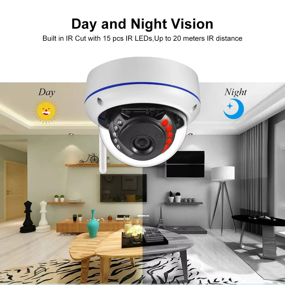 Gadinan Webcam Fisheye Panorama HD 5MP // Rede de Segurança à Prova de Vandalismo // Câmera Wi-Fi Lente de 1,7 mm Grande angular CFTV // Vídeo Vigilância