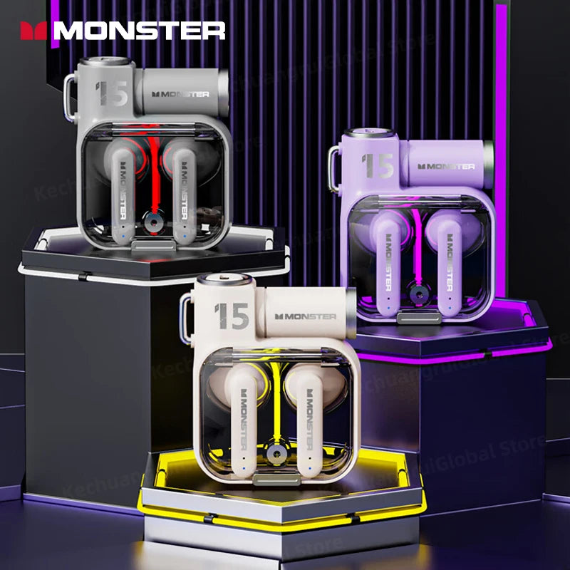 Fones de Ouvido MONSTRO TWS Original Monstro xkt15 Sem Fio // Bluetooth 5.3 jogos RGB Flip Cover Design // Fone Baixa Latência 2024 Novo