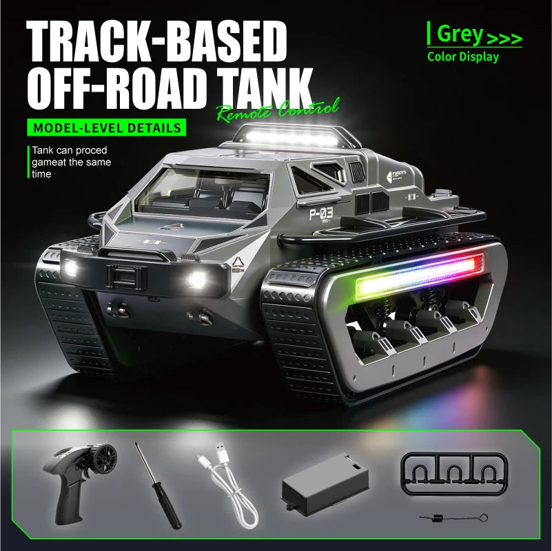 Brinquedo de Controle Remoto JJRC C8840 // Tanque Off-Road c/ Esteiras // Controle Proporcional, Realista, Capaz de Fazer Manobras (Empinar e Rotação 360°) // Ótima Opção de Presente