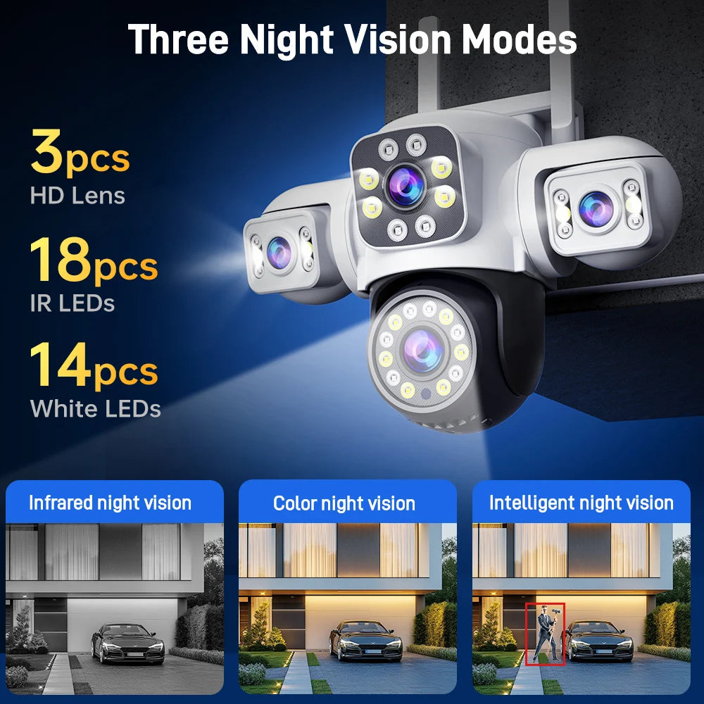Câmera Externa ANSVICAM 6K 12MP WiFi // Tela Tripla // Lente Tripla PTZ 360° // Câmera p/ Segurança Completa // Vigilância CCTV IP66 Yoosee