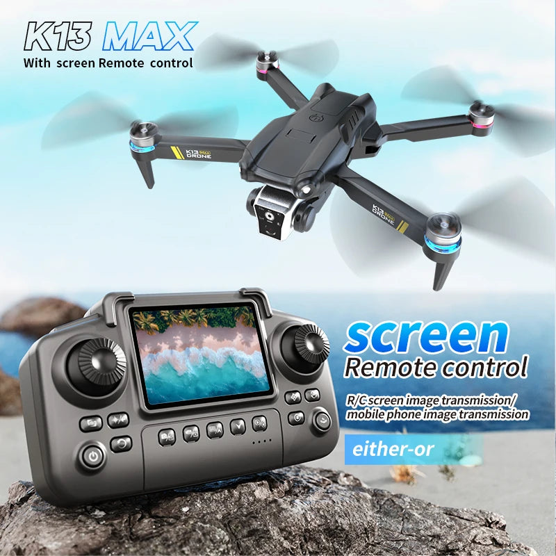 Drone Profissional K13MAX RC 8K HD Câmeras // WIFI FPV // Altura Segurar Gesto // Fotografia // Quadricóptero Dobrável // Tela Controle Remoto GIF
