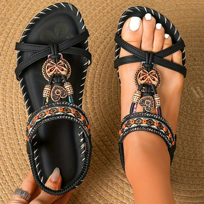 Sandálias Femininas de Verão // Sandálias Macias Femininas Retro // Elegante Calçado Feminino