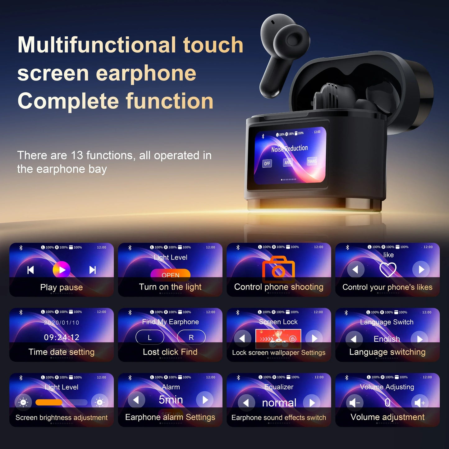 Fones de Ouvido Bluetooth Xiaomi True Wireless BD2 ANC // Com Cancelamento de Ruído // ENC c/ Display Digital e Microfone Integrado // Fones de Ouvido Estéreo de Alta Fidelidade