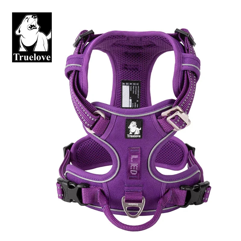 Truelove Pet Nylon Refletivo para Cães // Sem Puxão // Ajustável Médio/Grande // Colete de Segurança p/ Cães Travessos com Guia p/ Caminhada e Corrida